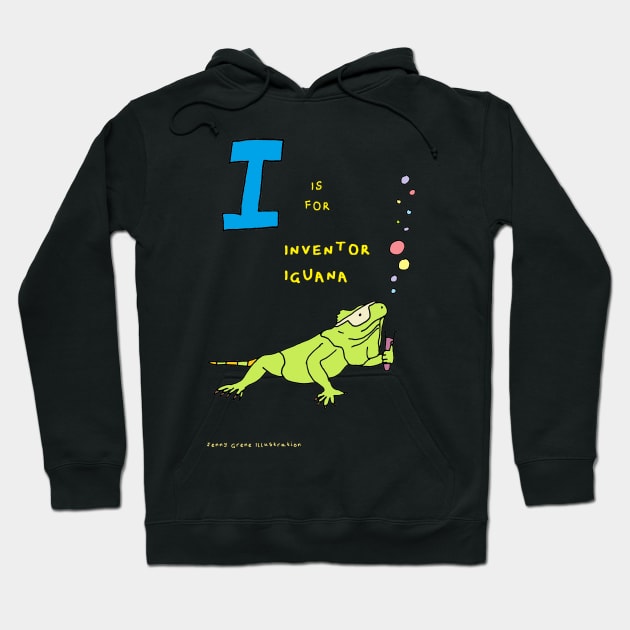 I is for Inventor Iguana Hoodie by JennyGreneIllustration